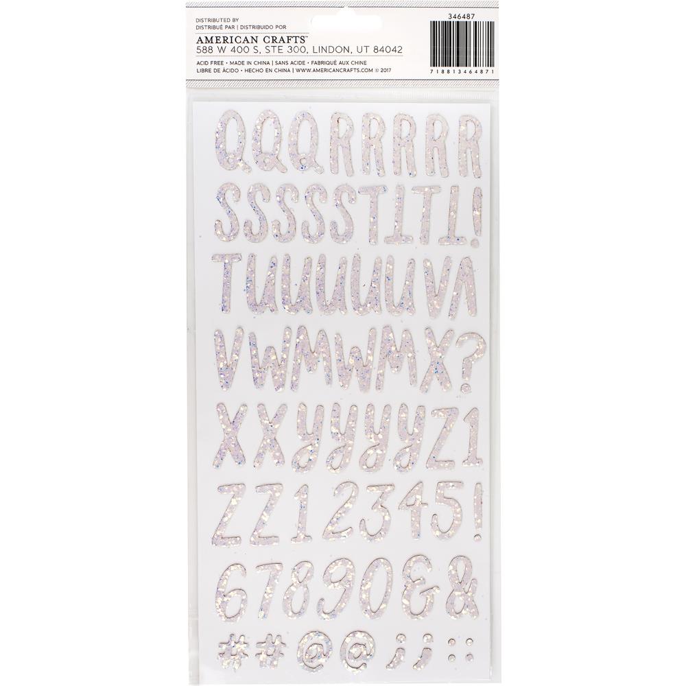 Dear Lizzy - Stay Colorful - Thickers Alpha Stickers - Bonjour Alpha - Multi Glittered Chipboard