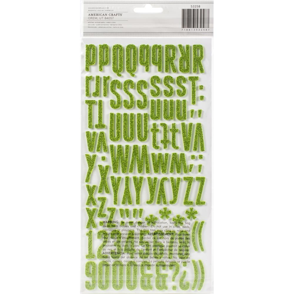 American Crafts - Thickers Stickers - Doll Green Glitter Alphabet