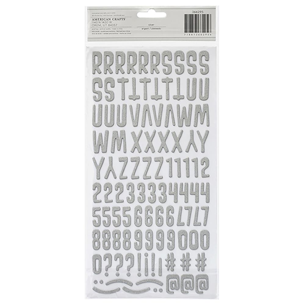 American Crafts - Thickers Pow! - Glitter Stickers - Cecily - Silver