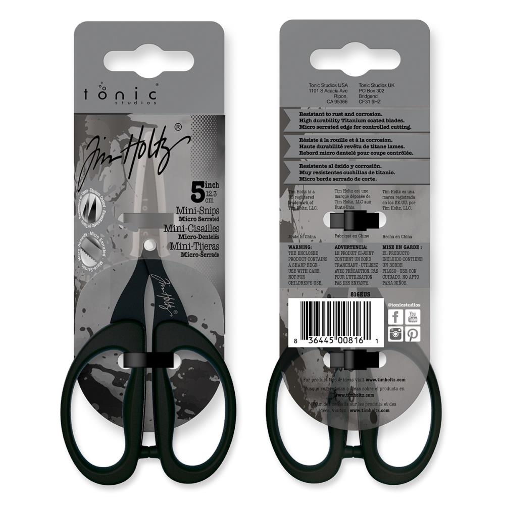 Tim Holtz - Non-Stick Titanium Micro Serrated Mini Snips 5"