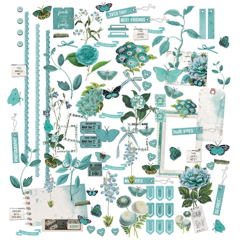 49 And Market - Color Swatch: Teal - Laser Cut Outs Elements
