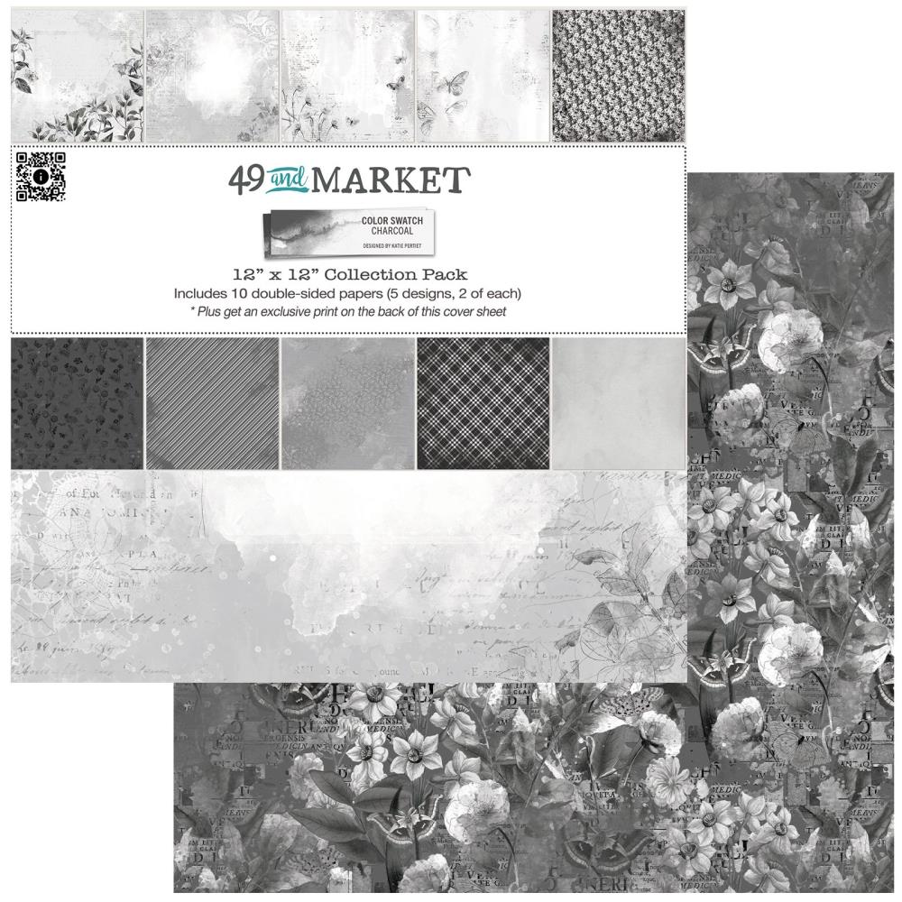49 And Market - Color Swatch: Charcoal - Collection Pack 12"X12"