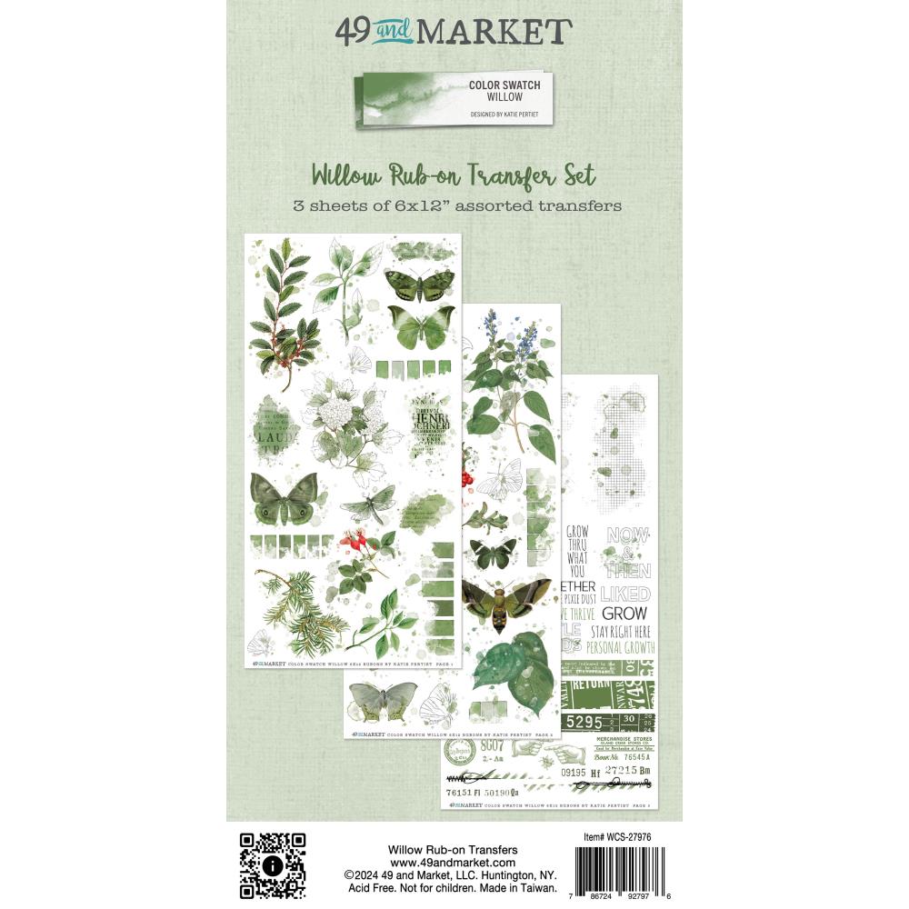 49 And Market - Color Swatch: Willow - Rub-On Transfer Set