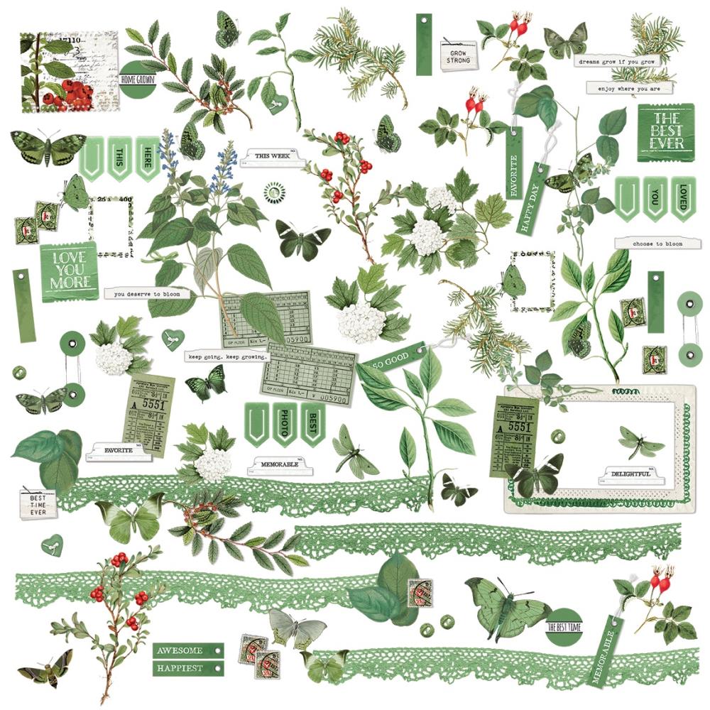 49 And Market - Color Swatch: Willow - Mini Laser Cut Outs Elements