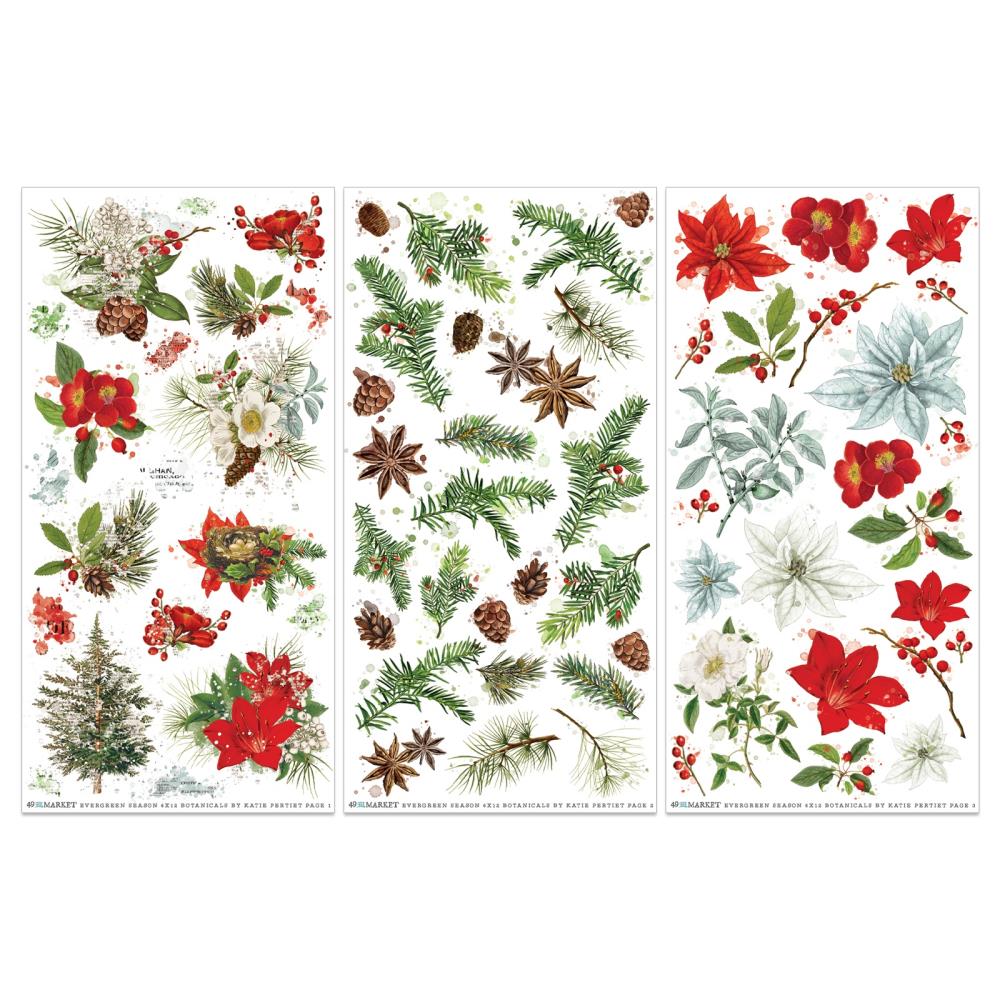 49 And Market - Evergreen Season - Rub-On Transfer Set - Botanical