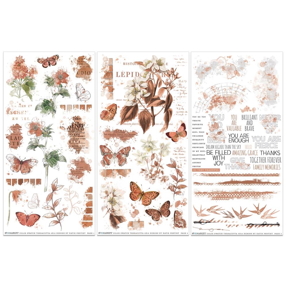 49 And Market - Color Swatch: Terracotta - Rub-On Transfer Set
