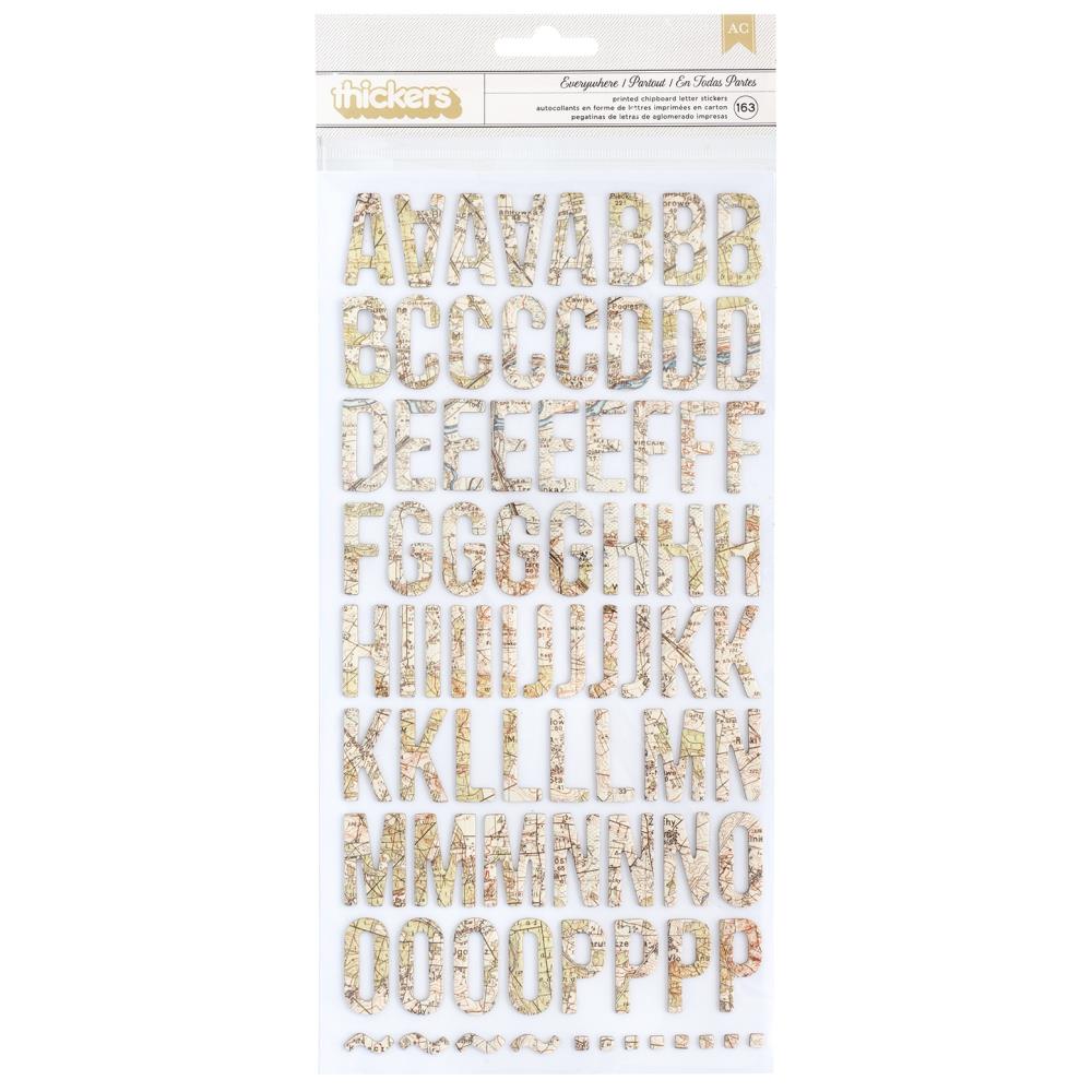 American Crafts - Thickers Stickers - Abroad Everywhere Map