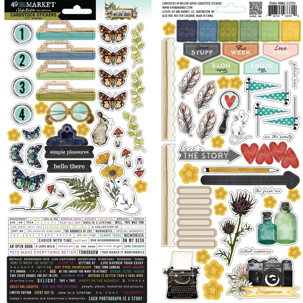 49 And Market - Vicki Boutin - Curiosities In Willow Grove - Cardstock Stickers