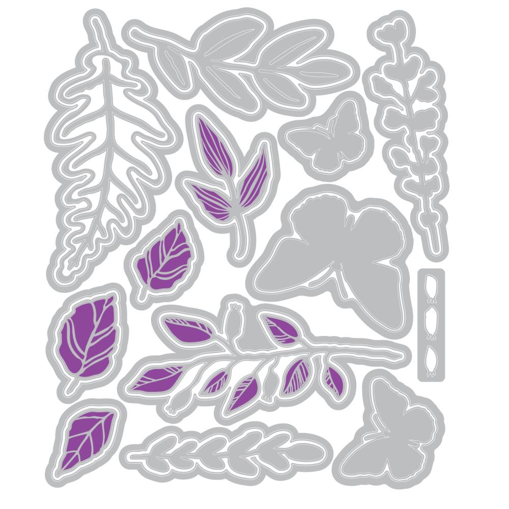 Sizzix - Vicki Boutin - Clear Stamp With Framlits Die - Greenery Layers