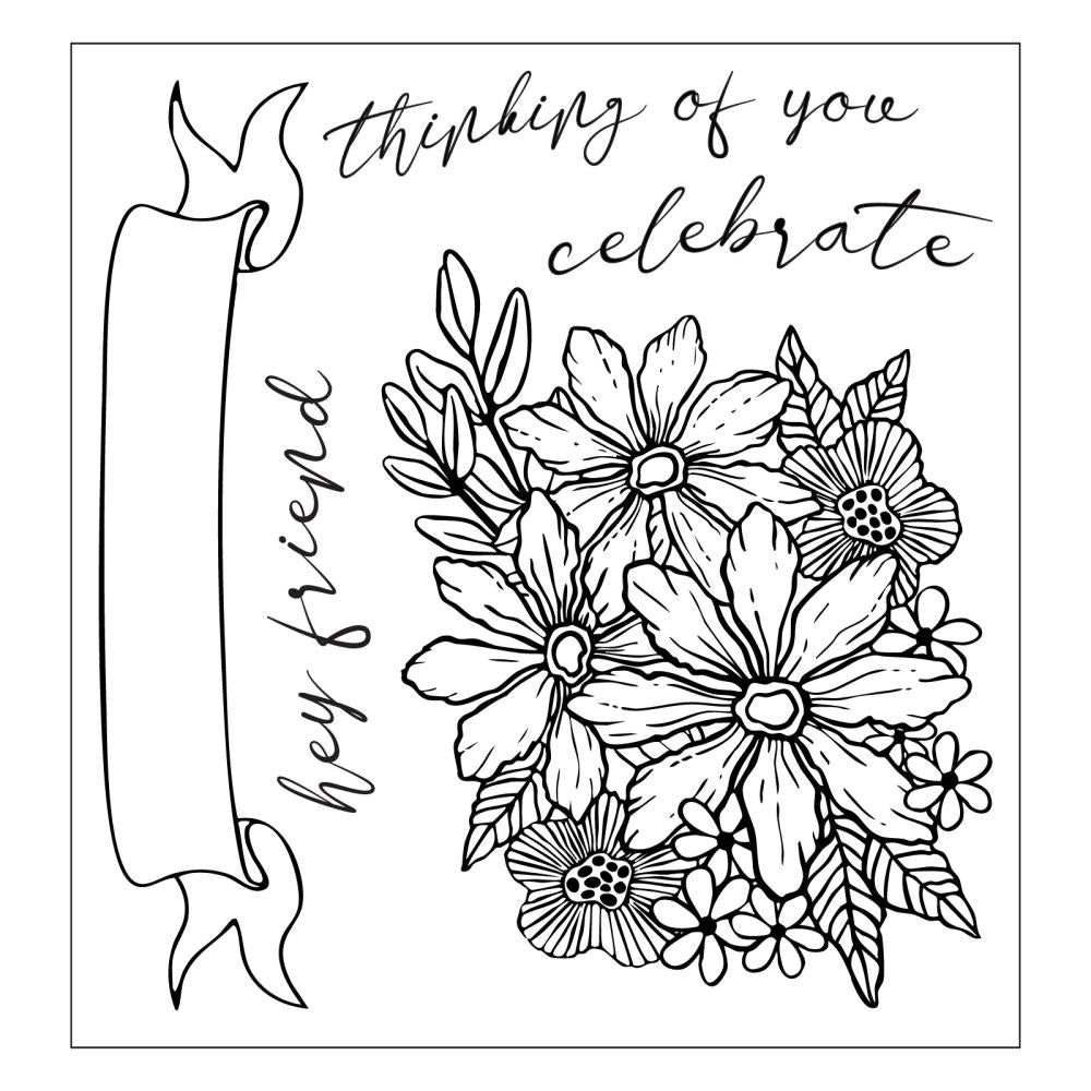 Sizzix - Vicki Boutin - Clear Stamp With Framlits Die - Floral Bouquet