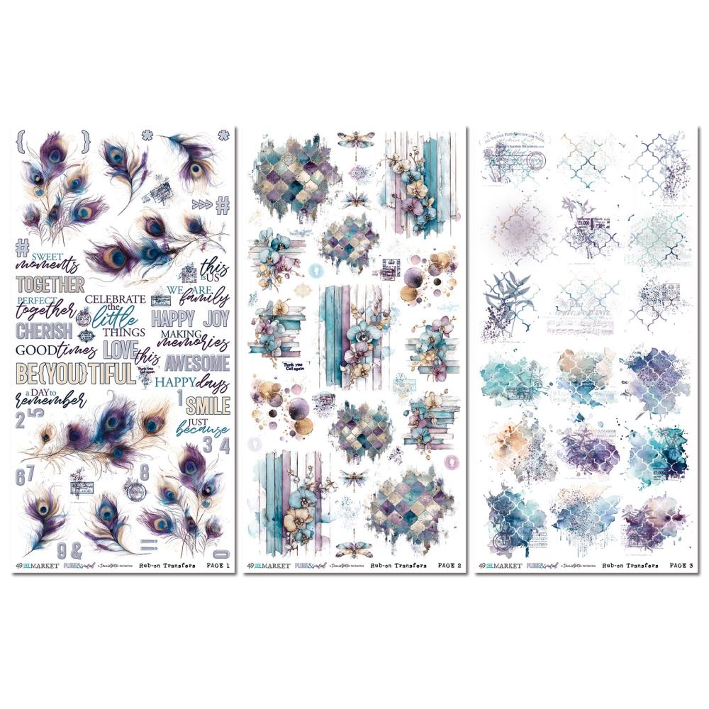 49 And Market - Plume & Petal - Rub-On Transfer Set 6"X12" - Blendable