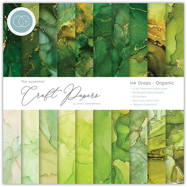 Craft Consortium - The Essential Craft Papers - 6 x 6 Paper Pad - Ink Drops - Organic
