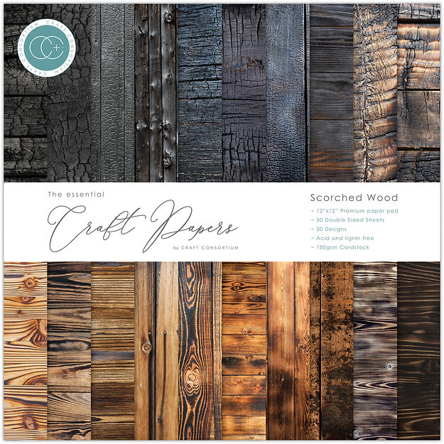 Craft Consortium - The Essential Craft Papers - 12 x 12 Paper Pad - Scorched Wood