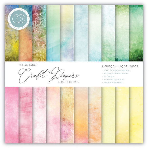 Craft Consortium - The Essential Craft Papers - 6 x 6 Paper Pad - Grunge - Light Tones