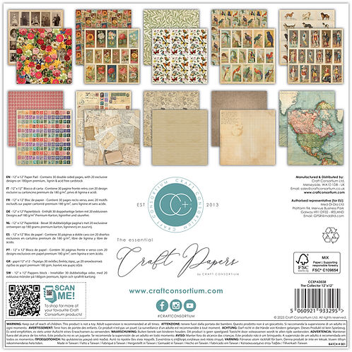 Craft Consortium - The Essential Craft Papers - 12 x 12 Paper Pad - The Collector