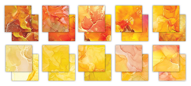 Craft Consortium - The Essential Craft Papers - 6 x 6 Paper Pad - Ink Drops - Sunset