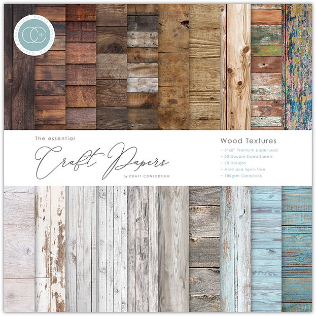 Craft Consortium - The Essential Craft Papers - 8 x 8 Paper Pad - Wood Textures