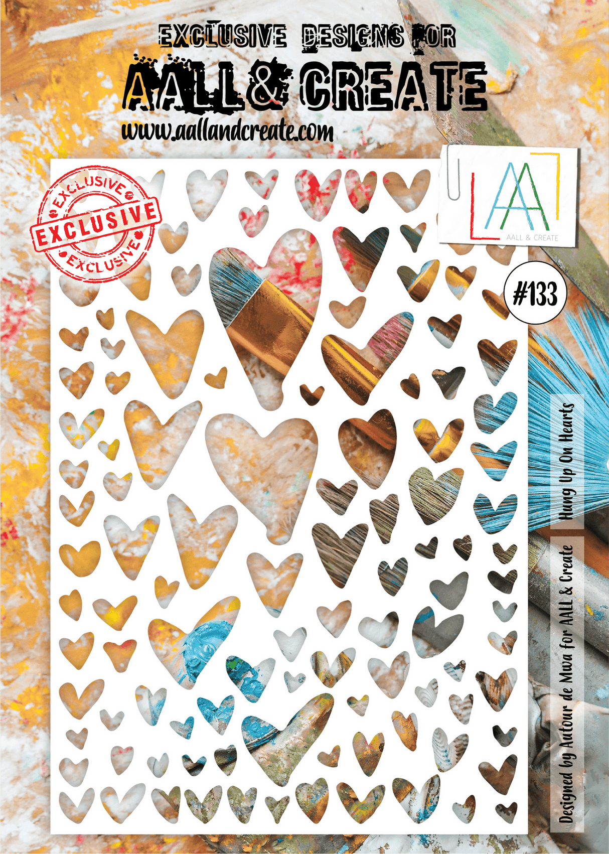 AALL & Create - A4 Stencil - Hung Up On Hearts - #133