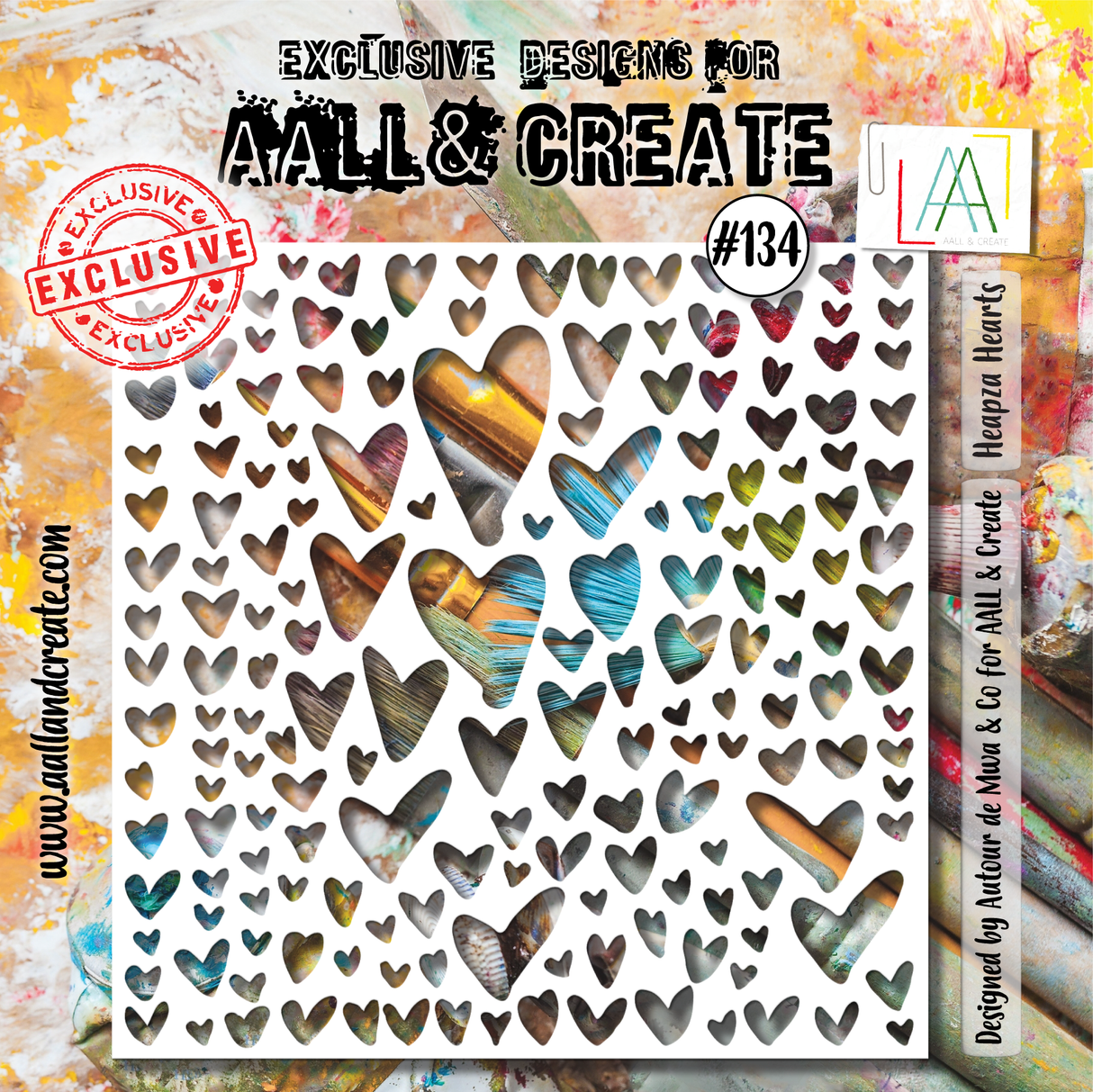 AALL & Create - 6"x6" Stencil - Heapza Heartz - #134