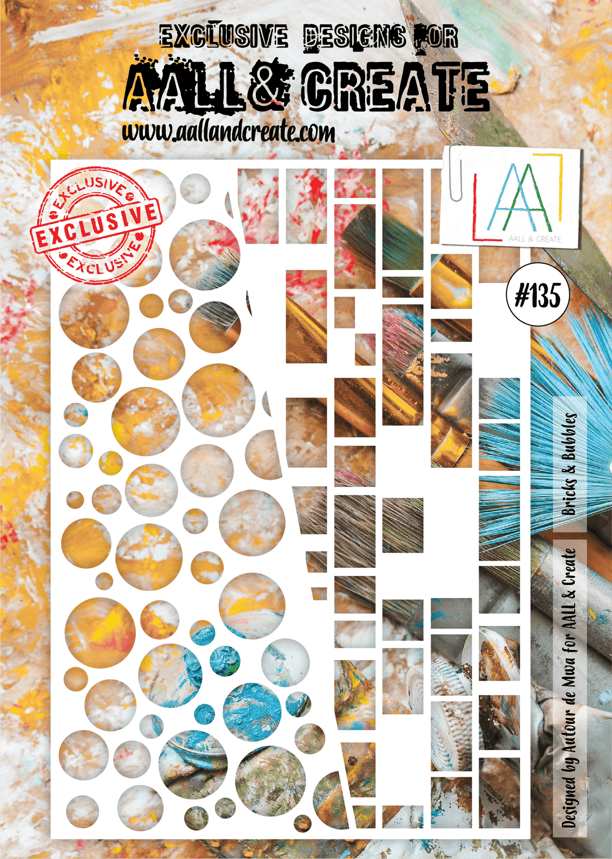 AALL & CREATE - A4 STENCIL - BRICKS & BUBBLES #135