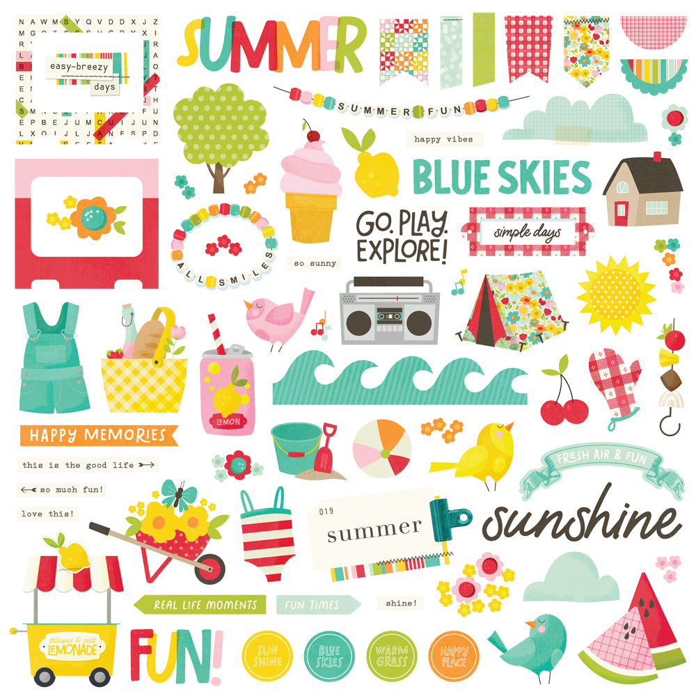 ***Pre-Order*** Simple Stories - Sweet Summertime - Chipboard Pieces