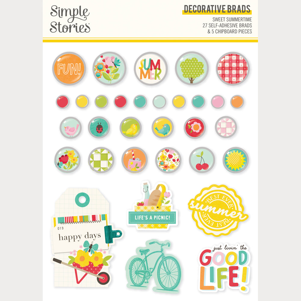 ***Pre-Order*** Simple Stories - Sweet Summertime - Decorative Brads