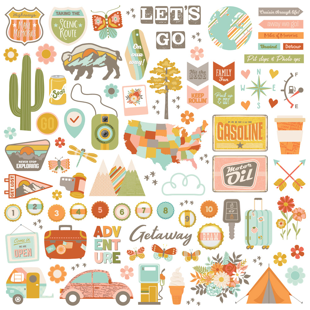 ***Pre-Order*** Simple Stories - Open Road - Chipboard Pieces