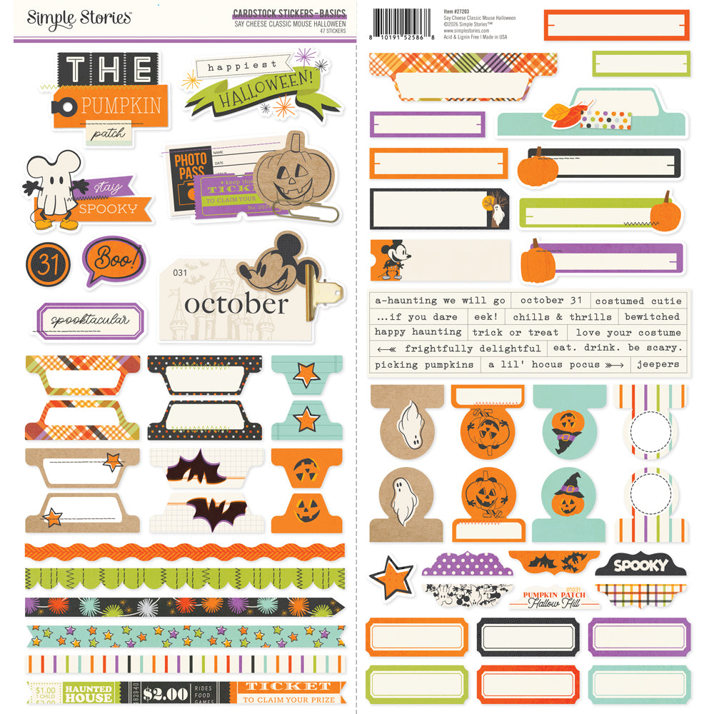 ***Pre-Order*** Simple Stories - Say Cheese Mouse Halloween - Cardstock Stickers Basics