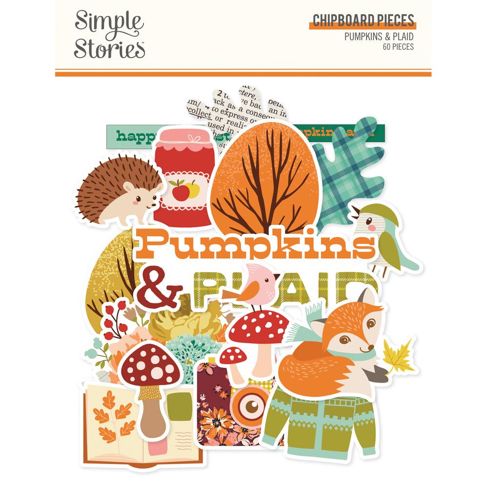 ***Pre-Order*** Simple Stories - Pumpkins and Plaid - Chipboard Pieces