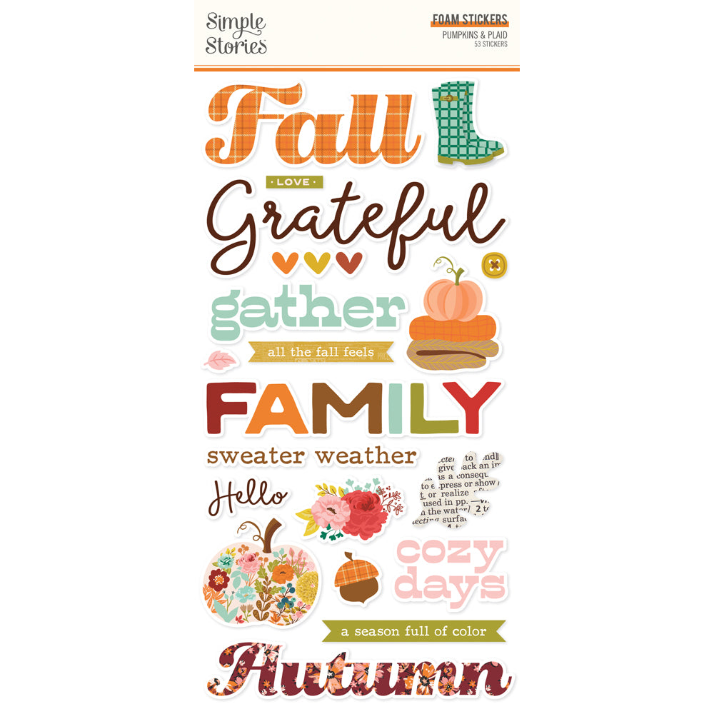 ***Pre-Order*** Simple Stories - Pumpkins and Plaid - Foam Stickers