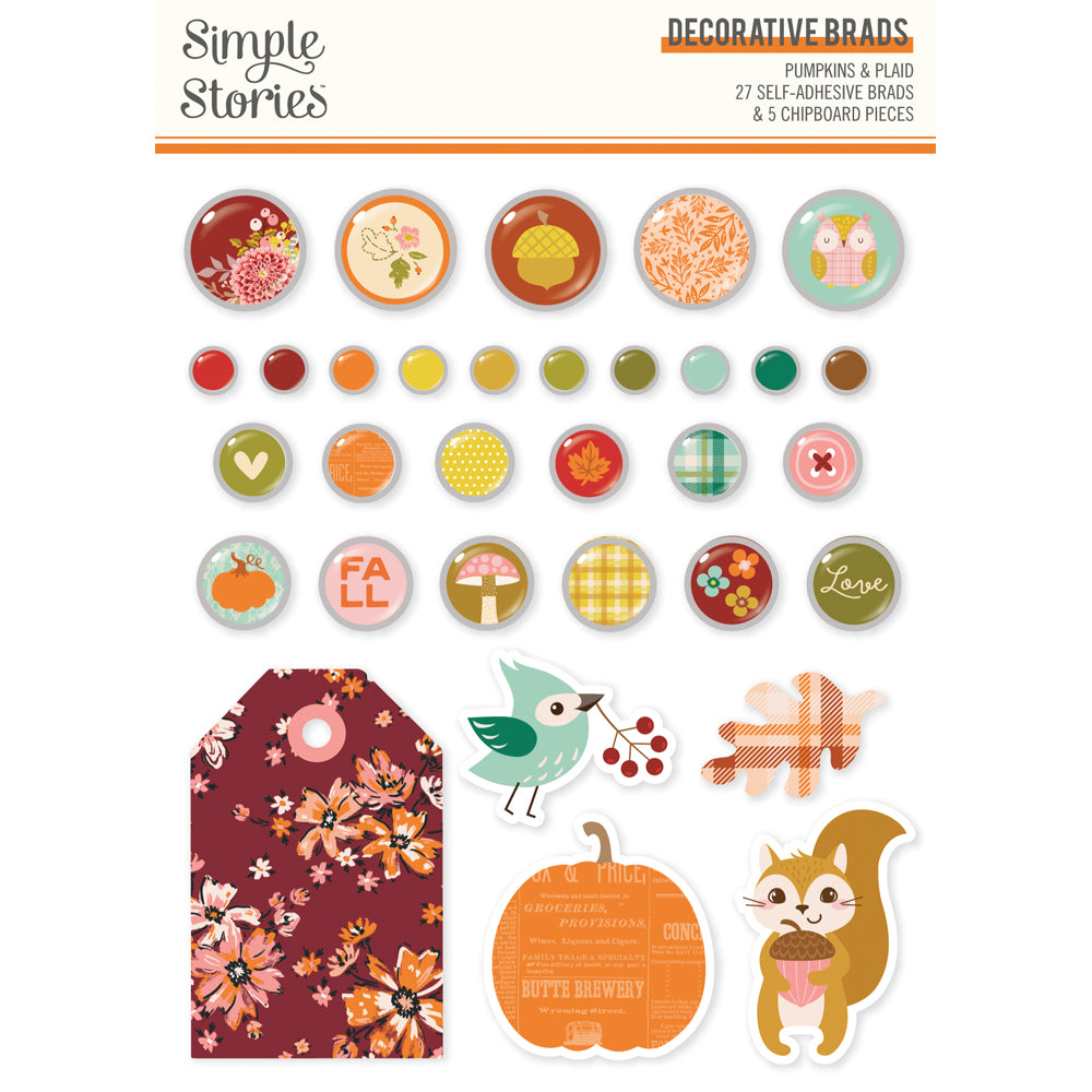 ***Pre-Order*** Simple Stories - Pumpkins and Plaid - Decorative Brads