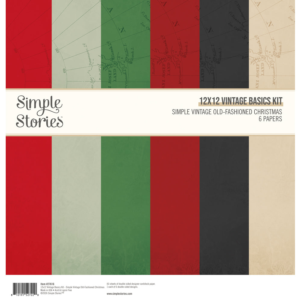 ***Pre-Order*** Simple Stories - Simple Vintage Old-Fashioned Christmas - 12x12 Vintage Basics Kit