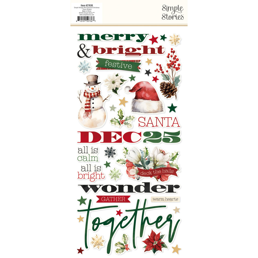 ***Pre-Order*** Simple Stories - Simple Vintage Old-Fashioned Christmas - Foam Stickers