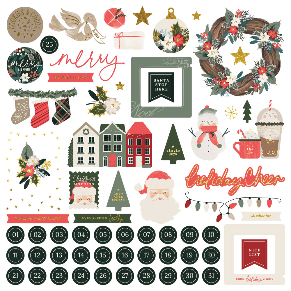 ***Pre-Order*** Simple Stories - Mistletoe and Holly - Chipboard Pieces