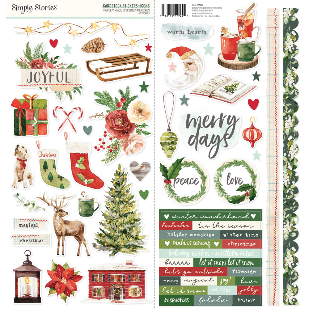 ***Pre-Order*** Simple Stories - Simple Vintage Evergreen Memories - Cardstock Stickers Icons