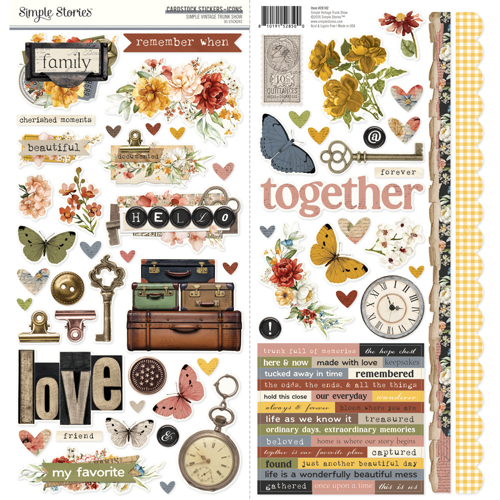 ***Pre-Order*** Simple Stories - Simple Vintage Trunk Show - Cardstock Stickers Icons
