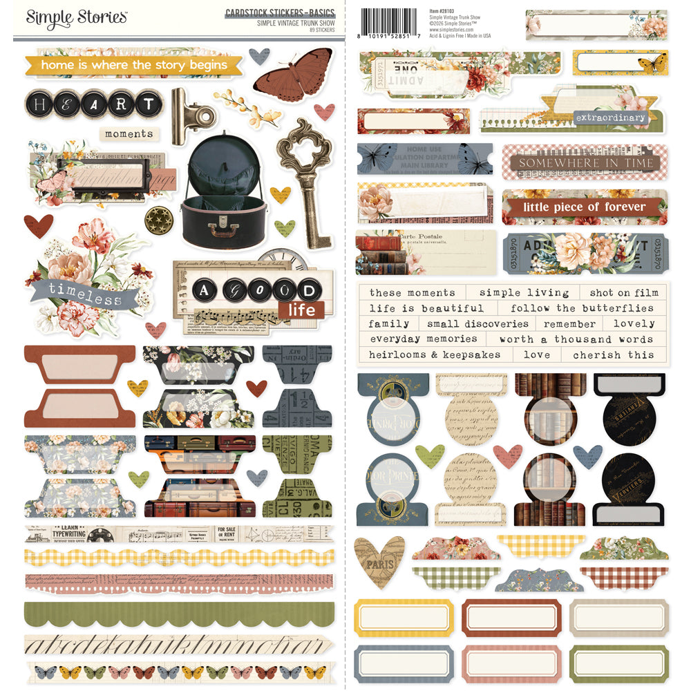 ***Pre-Order*** Simple Stories - Simple Vintage Trunk Show - Cardstock Stickers Basics
