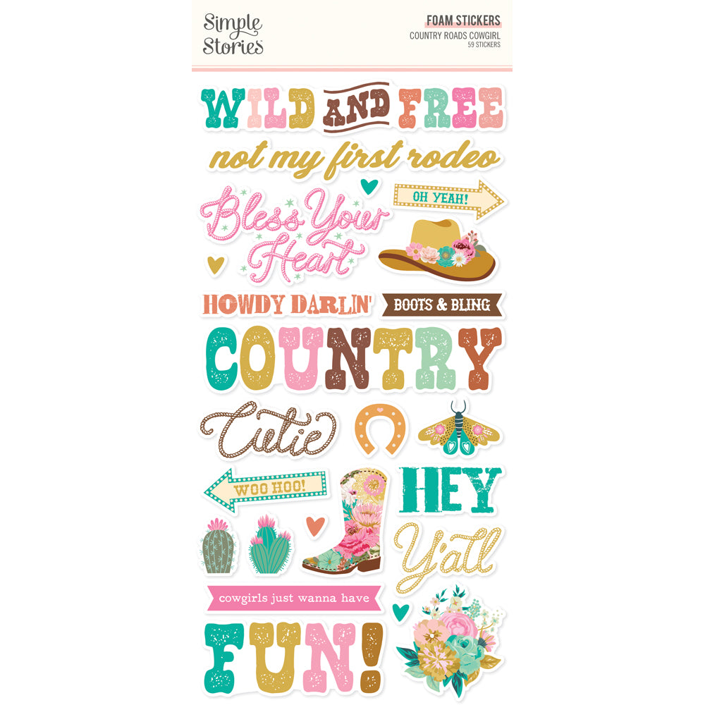 ***Pre-Order*** Simple Stories - Country Roads Cowgirl - Foam Stickers