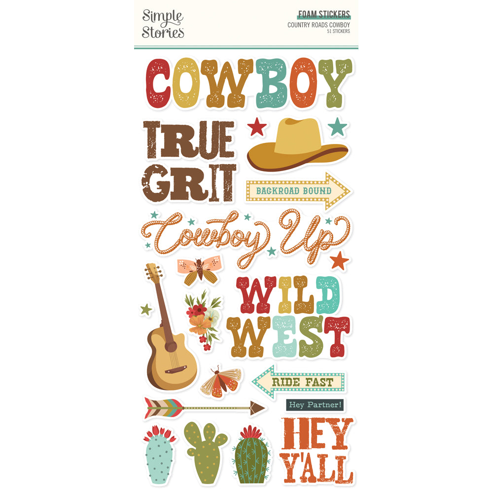 ***Pre-Order*** Simple Stories - Country Roads Cowboy - Foam Stickers