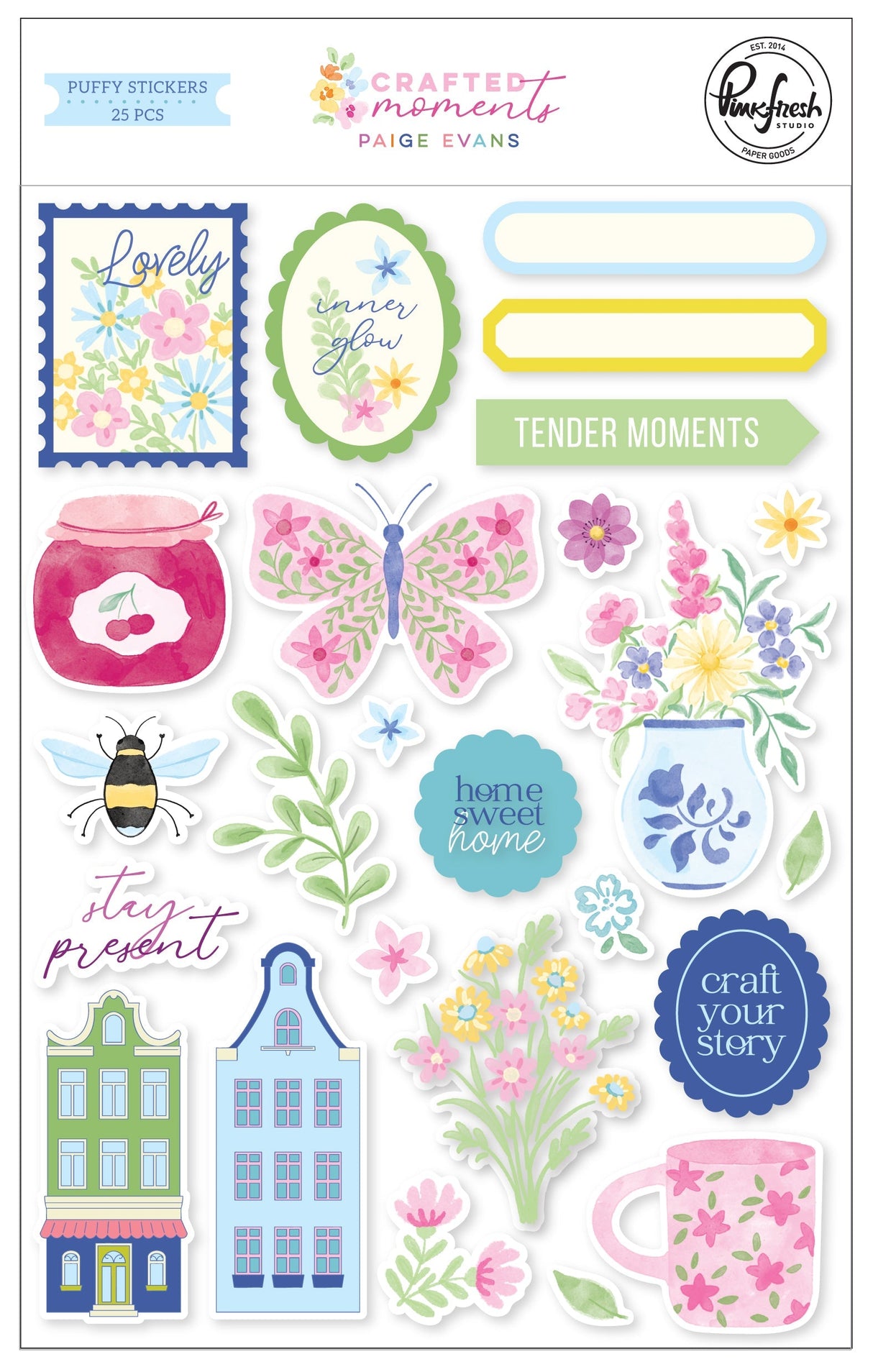 Pinkfresh Studio - Paige Evans - Crafted Moments - Puffy Stickers