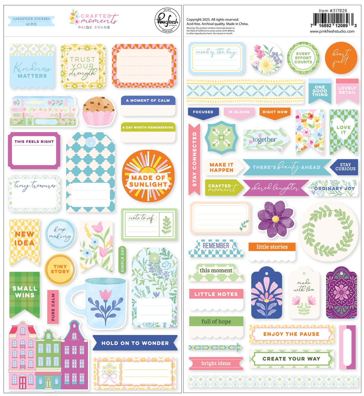 Pinkfresh Studio - Paige Evans - Crafted Moments - Cardstock Stickers