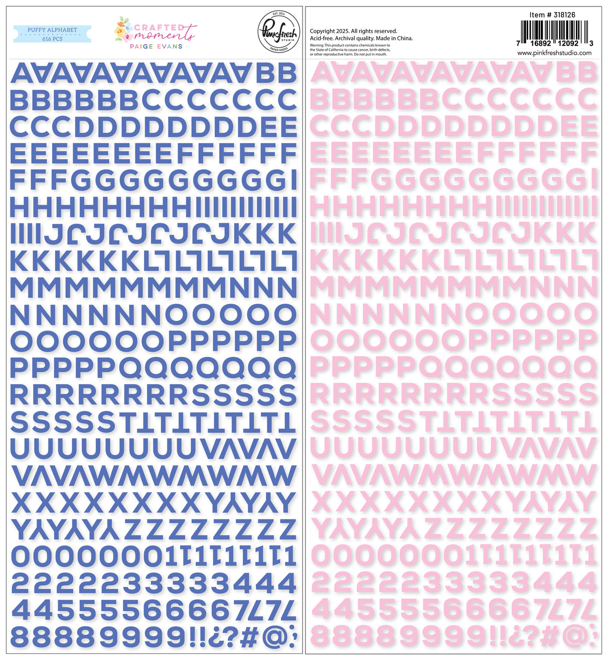 Pinkfresh Studio - Paige Evans - Crafted Moments - Mini Puffy Alpha Stickers