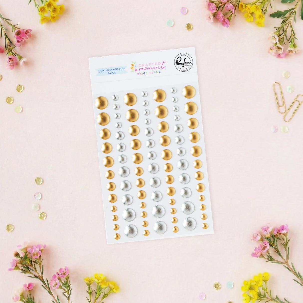 Pinkfresh Studio - Paige Evans - Crafted Moments - Metallic Enamel Dots