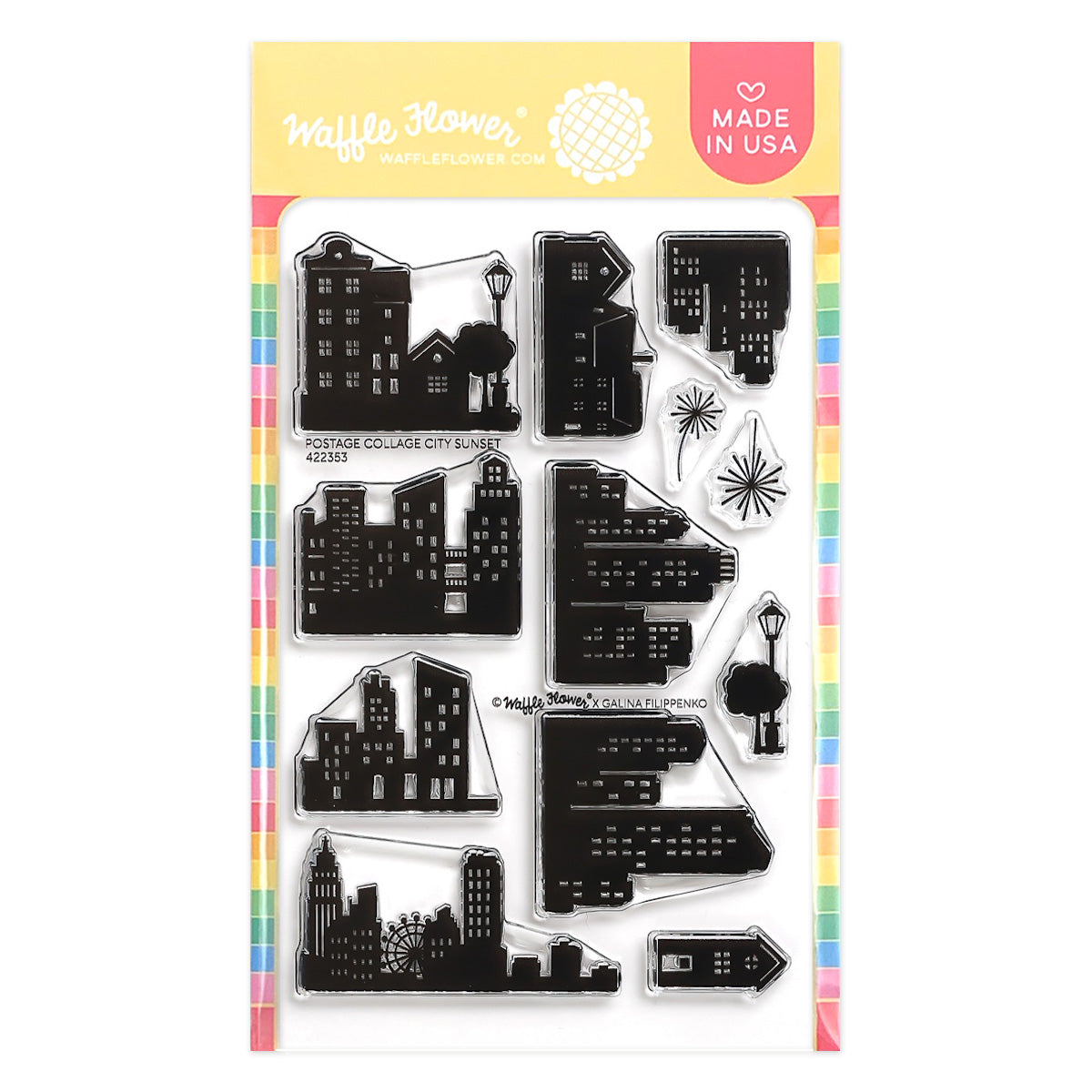 ***Pre-Order*** Waffle Flower - Postage Collage City Sunset Stamp Set