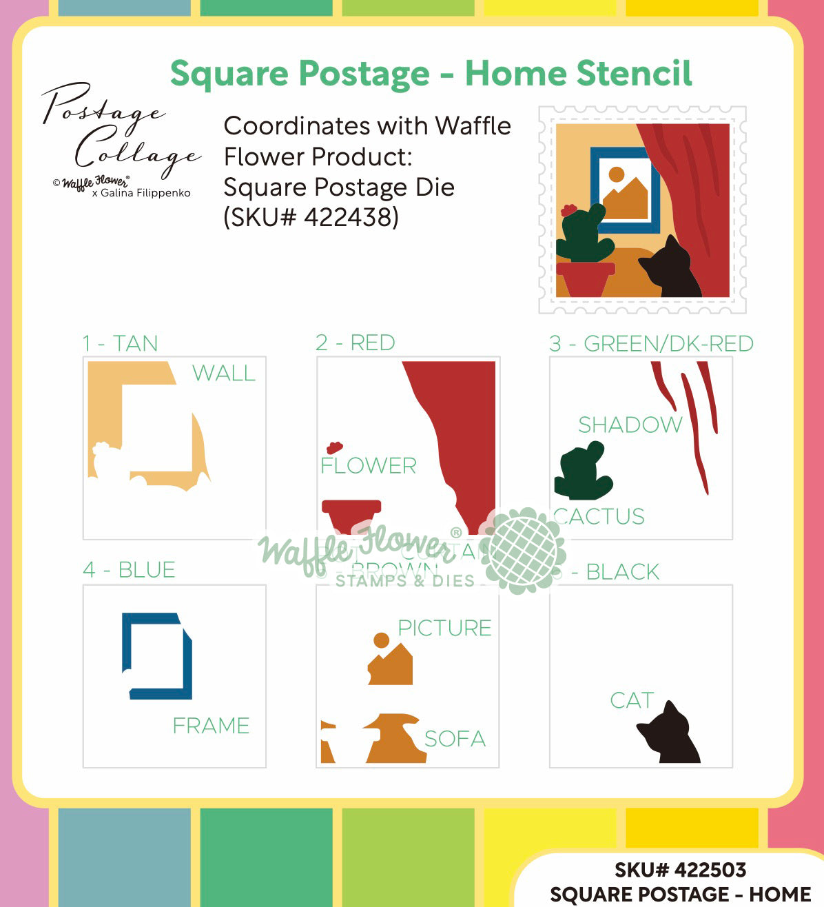 ***Pre-Order*** Waffle Flower - Square Postage Home Stencil