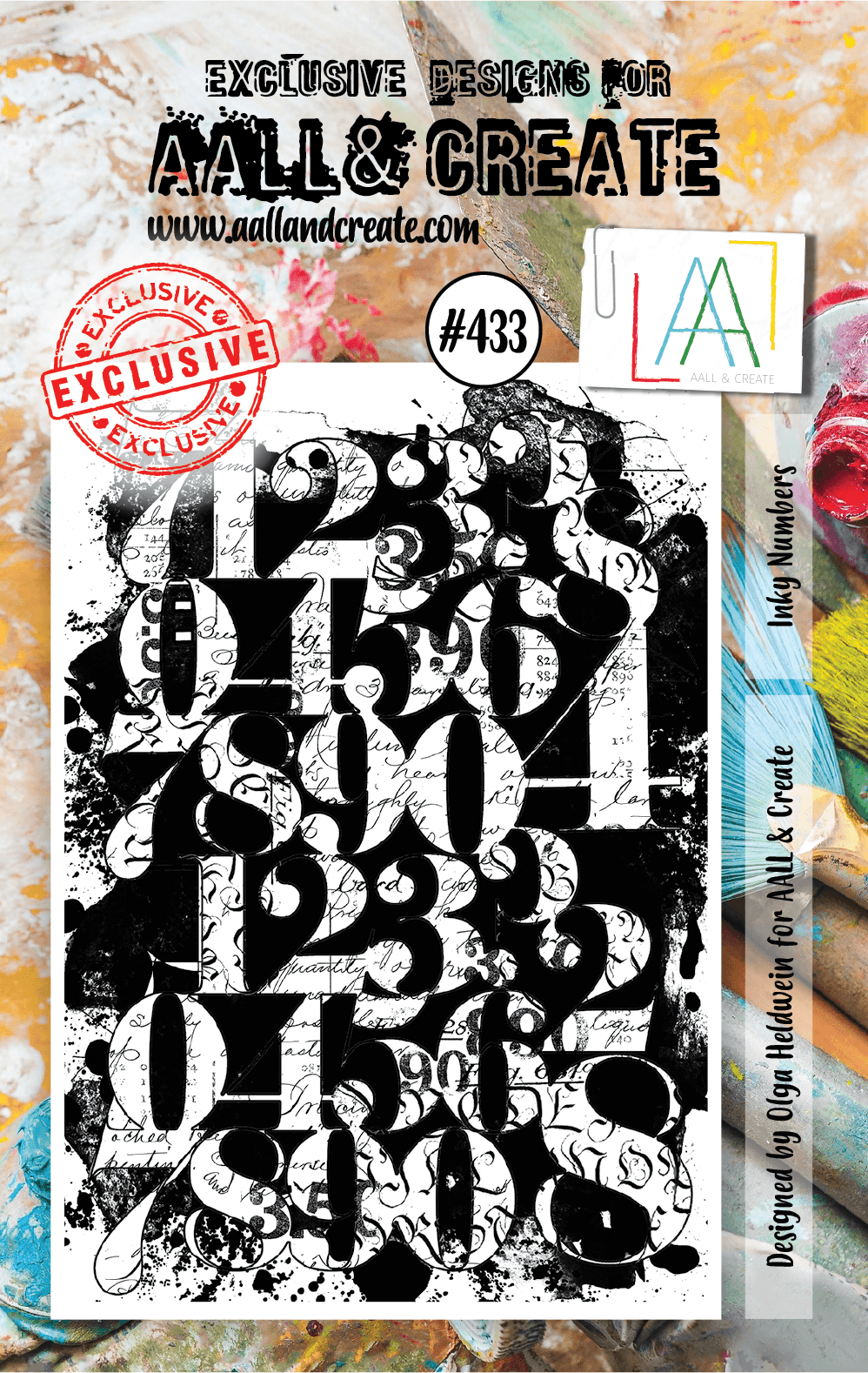 AALL & Create - A7 Clear Stamp Set - Inky Numbers - #433