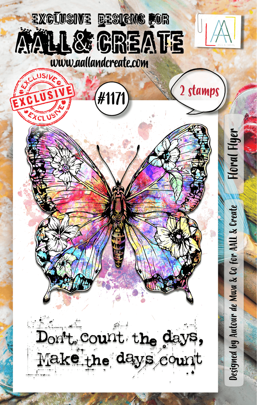 AALL And Create - A7 Stamp - Floral Flyer - #1171