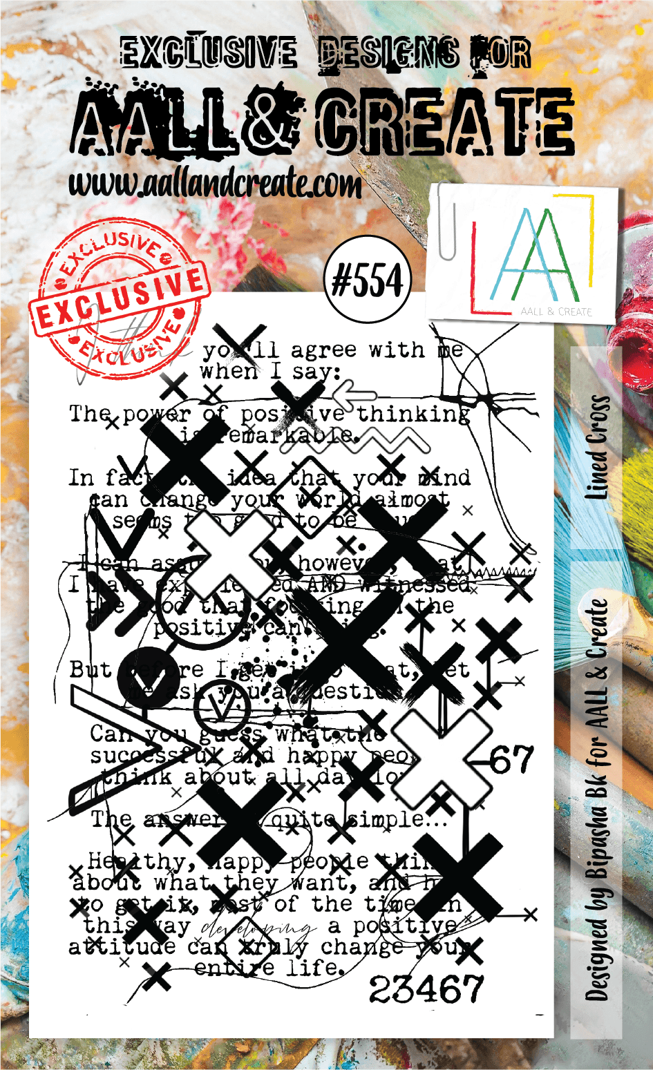 AALL & Create - A6 Clear Stamp Set - Lined Cross - #554