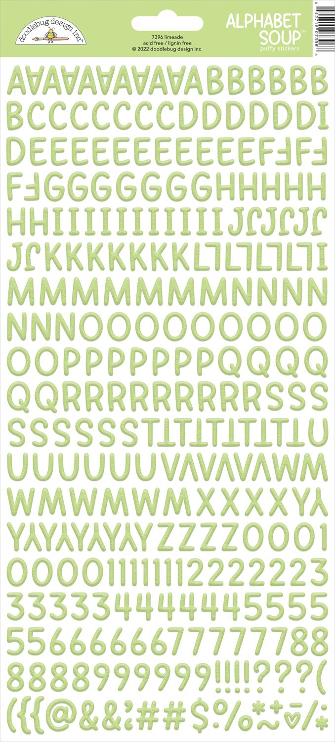 Doodlebug - Alphabet Soup Puffy Stickers - Limeade