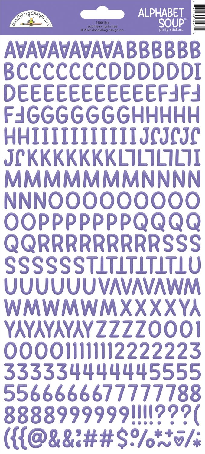 Doodlebug - Alphabet Soup Puffy Stickers - Lilac